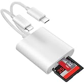 Loydia USB C SD Card Reader for iPhone, Lightning SD Card Reader Adapter with Dual Slot for SD/Microsd, Type C SD Card Reader
