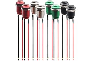 RUNCCI-YUN 8 szt., 12 mm, 12 V, 2 A, chwilowy wodoodporny przycisk ze stali nierdzewnej, przycisk włączania/wyłączania, okrągły przycisk, do samochodu, komputera, lampy stołowej (wysoka głowa)