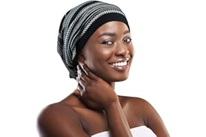 FocusCare ADJUST-3 Gorro de dormir ajustable con forro de satén para rastas, pelo rizado, talla L, Talla única Gris claro jaspeado ]