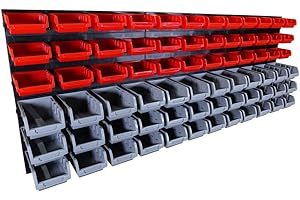 OXEO Etagère murale rangement outils - 72 bacs de rangement empilables - 6 panneaux 47,5 X 27,2 X 1,5cm - Rangement Atelier Garage