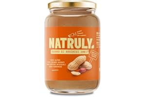 NATRULY Beurre de Cacahuètes, 100% Cacahuètes, Sans Sucres Ajoutés, Végan, Sans Gluten, Sans Lactose, 500 g