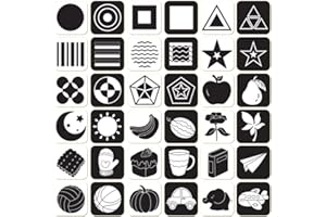 REQAG 18 Stück 36 Seiten Hohe Kontrastkarten Baby Set Kontrastbuch Baby Neugeborene Visual Stimulus Flashcard Lernkarten Kleinkinder Kontrast Spielzeug Geschenk für 0-3 Monate Neugeborene Babys