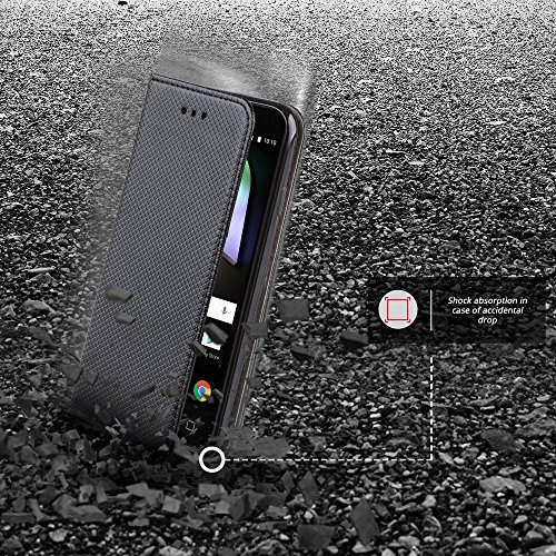 Moozy Funda Alcatel Shine Lite Negro - Flip cover Smart magn  tica Stand plegable y soporte de silicona