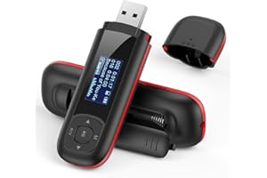 AGPTEK Lettore Mp3 Portatile con Chiavetta USB, Mini Lettore Musicale da 40GB Supporta Batteria AAA Sostituibile,Registrazione, Radio FM,Trasferimento Dati,espandibile Fino a 128 GB, Nero