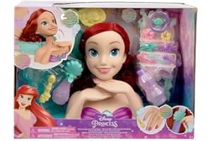 DISNEY PRINCESS- Disney Princesse, Tête Deluxe Spa Ariel, Lave Les Cheveux et Coiffe, Plein d'accessoires, Jouets pour Enfants à partir de 3 Ans, Giochi Preziosi DND23
