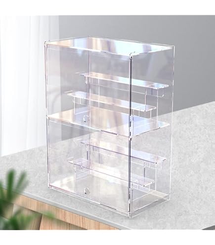 Vitrine En Acrylique Transparent PC3721 - 406x300x203mm Avec Porte Sécurisée Et étagères Fixes