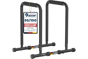 DH FitLife Dipstänger 200 kg Höjd Justerbar 80-100 cm | Justerbar Bredd 84-104 cm|Tjocka Skumhandtag|Halkfria Fötter|Stabil Konstruktion|Helkroppsträning