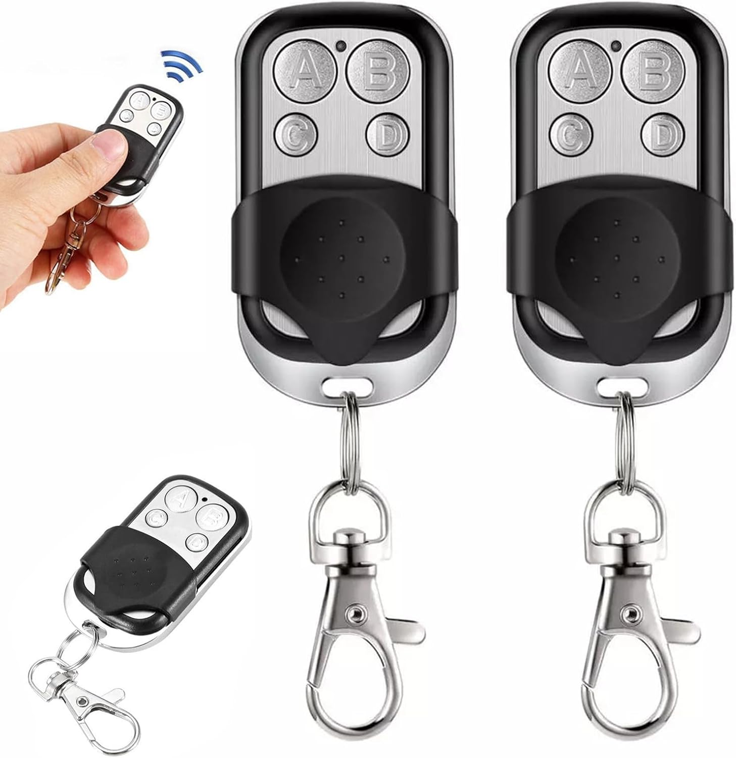 2 Piezas Mando Garaje Universal 433MHz, Mando Garaje Clonador con 4 Botones, MandoPuerta Garaje Codigo Fijo, MandoDistancia Garaje, MandodeGaraje, MandoParking para Puerta deGaraje Automática