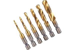 OUMEFAR 6 szt./zestaw gwint metryczny M3-M10 wiertło i kran wiertła sześciokątne z chwytem sześciokątnym wysoka prędkość wkrętarka gwintowana powlekane tytanem śruby krany zestaw narzędzi do gwintowania