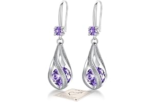 YOEE Silver Plated Drop Earrings for Women - Rotating Water Drop Sterling Silver Post Hypoallergenic Earrings Jewellery Gifts with Box Anniversary Birthday Valentines Gifts for Her