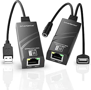 DriverGenius NT50 | USB 2.0 Network Extender Over RJ45 Cat5e / Cat6 /Cat7 Ethernet - Driver Free Version Windows 10 / MacOS(Intel)10.15 / Ubuntu (50 Meters)
