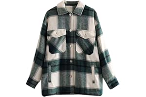 YMING Camisa A Cuadros para Mujer Chaqueta De Leñador De Manga Larga Camisa De Gran Tamaño Blusa Camisa Informal De Estilo Urbano