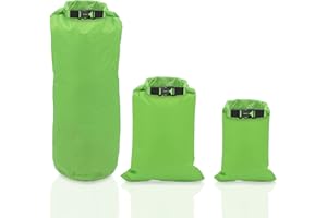 MILESTONE CAMPING Milestone Waterproof Dry Bags/Single Bag Or Set of 3 / Roll Up Close/Easy to Spot Bright Green Or Orange Design/Great for Camping, Fishing, Skiing & Hiking Trips (Green, Pack of 3)