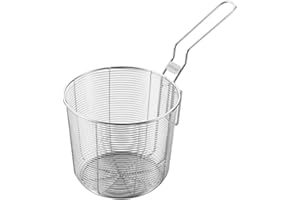 EASNEA Cestello di scarico in acciaio inossidabile, cestino per friggere, cestello rotondo in rete metallica, cestino per bollire e bollire, scolapasta con manico, per cucinare e friggere (14 cm)