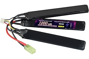 EMEPOVGY RC 3S Lipo Battery Airsoft 11.1V 20C 1200mAh Pack de Batterie en Lithium-Polymère Rechargeable avec Mini Tamiya pour Pistolet à Air - Triple Stick 20122