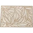 YIMICO Placemats Set of 6pcs, Leaf Place Mats for Dining Table Hollowed-Out Pressed Vinyl Table Mats for Holiday Party Wedding Accent Centerpiece Dinner Table Decoration (Rectangle)