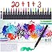 Produktbild Pinselstifte Set Tabiger 24 in 1 Brush Pen Pinsel Stifte Set, 20 Aquarell Farben, 1 Wassertankpinsel, 3 Schablonen, Flexiblen Aquarell stifte für Bullet Journal Zubehör, Kalligrafie und Hand Lettering