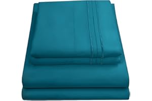 SWEET HOME COLLECTION King Size Sheets - Breathable Luxury Bed Sheets with Full Elastic & Secure Corner Straps Built In - 1800 Supreme Collection Extra Soft Deep Pocket Bedding Set, Sheet Set, King, Teal