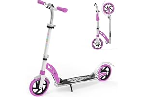 ‎TONBUX TONBUX Roller Kinder 6 7 8 9+Jahre,Aluminium Scooter Erwachsene,Cityroller Doppeltes Federungssystem, Höhenverstellbar&Klappbar Tretroller,Kickscooter bis 100kg Belastbar