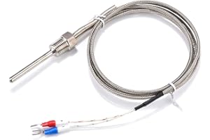 Hsthe Sea K Typ Thermoelement, Thermocouple Sensor Sonde Typ K Thermoelement Temperaturregler Temperatursensor 0-800℃ 100mm Probe, M8 Gewinde（1.5 Meter）