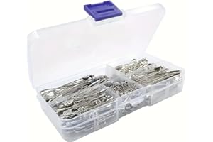 BLISSMAX 140 Pack Safety Pins 5 Sizes, Heavy Duty Nickle Plated Steel - Rust Resistant Safety Pins for Clothes, Sewing, Hemming, Pinning, Arts & Carfts, DIY