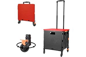 ZIYOU LANG Carro de la Compra Plegable con Tapa Rueda giratoria de 360° silenciosa Resistente al Desgaste y asa de Metal Ajustable baúl de Mano Plegable Capacidad de Carga de 45 kg portátil y Duradero