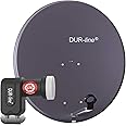 DUR-line MDA Satellietschotel, 80 cm, antraciet, aluminium satellietschotel met LNB feedhouder, satellietanten/spiegelinstallatie [digitaal, camping, Astra 19,2°, DVB-S/S2, Full HD, 4K, 3D