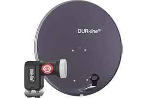 DUR-line MDA 80 Anthrazit - Digiatale 2 Teilnehmer Satellitenschüssel Komplett-Anlage mit +Ultra Twin - LNB [Camping, Astra 19,2°, DVB-S/S2, Full HD, 4K, 3D]