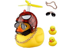 ACEDOAMARE Duck Bike Bell, Cute Rubber Yellow Duck Bicycle Accessories with LED Light Propeller Helmet Squeeze Horns for Cycling Motorcycle Car Handlebar Bicycle