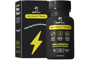 JustFloow Alpha Genius® Testosterone Supplements for Men - Improve Recovery, Energy Levels & Muscle Function - Testosterone Booster Formulated with Tribulus Terrestris, D-Aspartic Acid & Maca Roots