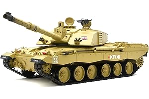 ES-TOYS Heng Long RC Serbatoio RC 1:16 British Challenger 2 Cambio in Metallo Fumo Suono