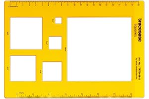 Traceease Trace Simple Trace Stable, Academic Geometric Square Drawing Template, Geometric Diagram Tools for Schools and Colleges, Rectangular Plastic Ruler, 21.5cm x 15.2cm