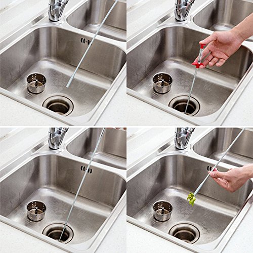 7 Pack Drain Snake, SENHAI 20 Zoll Haarablauf Clog Remover Drain Relief Auger Reinigungs-Tool (2 Edelstahl und 5 Kunststoff) - 9