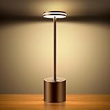 Hapfish Lampada da Tavolo Senza Fili LED, 5000mAh Lampade Scrivania con Ricaricabile, Luce a USB Batteria Dimmerabile, 3 Moda
