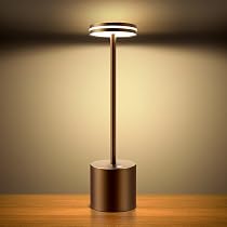 Lampada Da Tavolo LED Senza Fili YIKUI - Batteria 5000 MAh, 2 Modalità Di Luminosità, Dimmerabile, Per Interno Ed Esterno, Colore Marrone