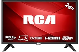 RCA 24 Inch HD TV, DVB-T/T2/C FreeView HD Dolby Digital Audio Television, Triple Noise Reduction Color Engine LED, HDMI VGA PC USB Media Player, Ideal Small Screen for Lounge or Kitchen
