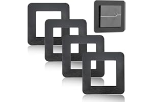 Beejoy 4 Pcs Light Switch Surround Black, 3.38 in Acrylic Single Light Switch Covers, Self Adhesive Simple Light Switch Cover Plates Frame, Wall Socket Stickers for Home Decoration