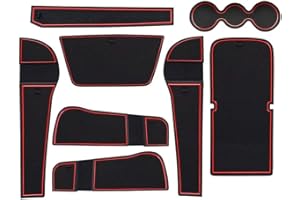 LFOTPP Compatible with Karoq 2017-2023 Car Rubber Mats, Car Door Slot Mat Armrest Drink Holder Mat Centre Console Non-Slip Mat, Karoq Accessories Rubber Mat, 8pcs/Pack (Red)