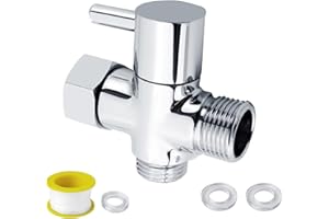RPHONGHONG G3/4" Robinet WC 3 Voies, 3 Voies Soupape Laiton Vanne Dérivation de Bras Douche Ajustez la Taille du Débit pour Toilettes Salles de Bains Cuisines (Argent)