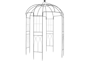 LEADZM Arche de Jardin en Métal Noir 270x207x207cm - Style français Pergola en Métal, Plantes Grimpantes Terrasse Patio Arceau à Rosiers,Mariage Arche Colonne de Jardin