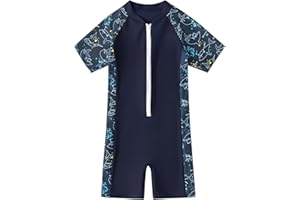 PAEHUIMT Maillots de Bain Garçon, Maillot Anti UV Enfant, Combinaison Natation 1 Pièce, Motif de Requin