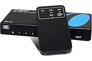 OREI 8K 4x1 HDMI 2.1 Switch 4K @ 120hz Switcher 4 in 1 Out, supporto HDR, HDR10, Dolby Vision, HLG 48Gbps per Xbox Series X PS5 Roku Fire TV Monitor Proiettore Dolby