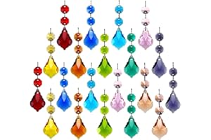 ‎GOLDENHAITAI GOLDENHAITAI 20 Stück 38 mm Kristall Ahornblatt Kronleuchter Prisma Ersatz Anhänger mit Kristallglasperlen für Kronleuchter Weihnachtsdekoration (Mehrfarbig)