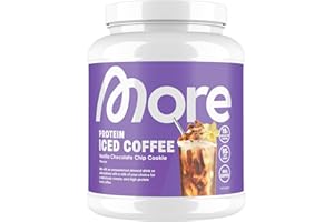 ‎MORE NUTRITION MORE Protein Iced Coffee, 500g, Vanilla Chocolate Chip Cookie, Eiskaffee mit wertvollen Proteinen, wenig Zucker und Fett - made in Germany