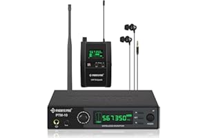 Phenyx Pro UHF Stereo Wireless in Ear Audio Monitor System, Selectable Frequency 500MHz Band, Rack Mountable, 160 ft. Operation, Ideal for Stage, Studio, Exhibit, Lecture, Speech (PTM-10)
