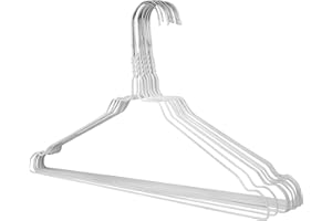RSR Hangers Wire Hangers Made of Metal, Pack of 50, White Metal Clothes Hangers Set, Wire Hangers, Metal Wire Trouser Hangers, Galvanised, Space-Saving, High-Quality Powder Coating, 40 cm