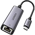 UGREEN Adaptateur USB C vers Ethernet Thunderbolt 3 4 Type C RJ45 Réseau à 1000 Mbps en Aluminium Compatible avec MacBook Pro