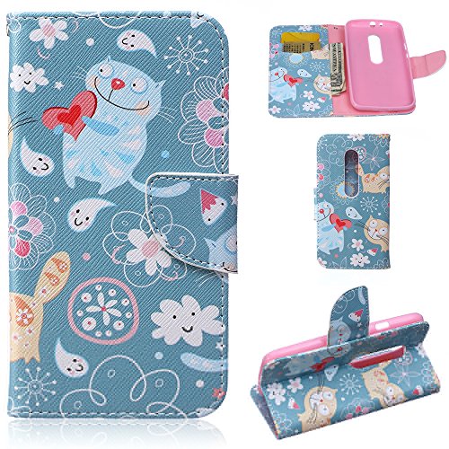 Ooboom   Motorola Moto G3 Funda Flip Wallet Case Cover Carcasa PU de Cuero Billetera Soporte Stand con Ranuras Tarjetas Cierre Magn  tico para Motorola Moto G3 - Gato