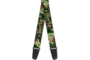 Buckle-down Sangle de guitare – Poison Ivy Bombshell poses Greens/rouges – 5,1 cm de large – 29–137,2 cm de long