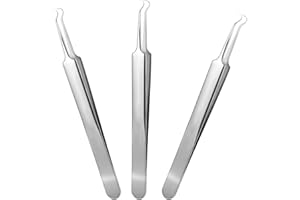 STYQUENZER Lot de 3 pinces à épiler en acier inoxydable pour enlever les points noirs, les comédons, les points noirs, l'acné, les points noirs, les points noirs, pince à épiler incurvée unisexe